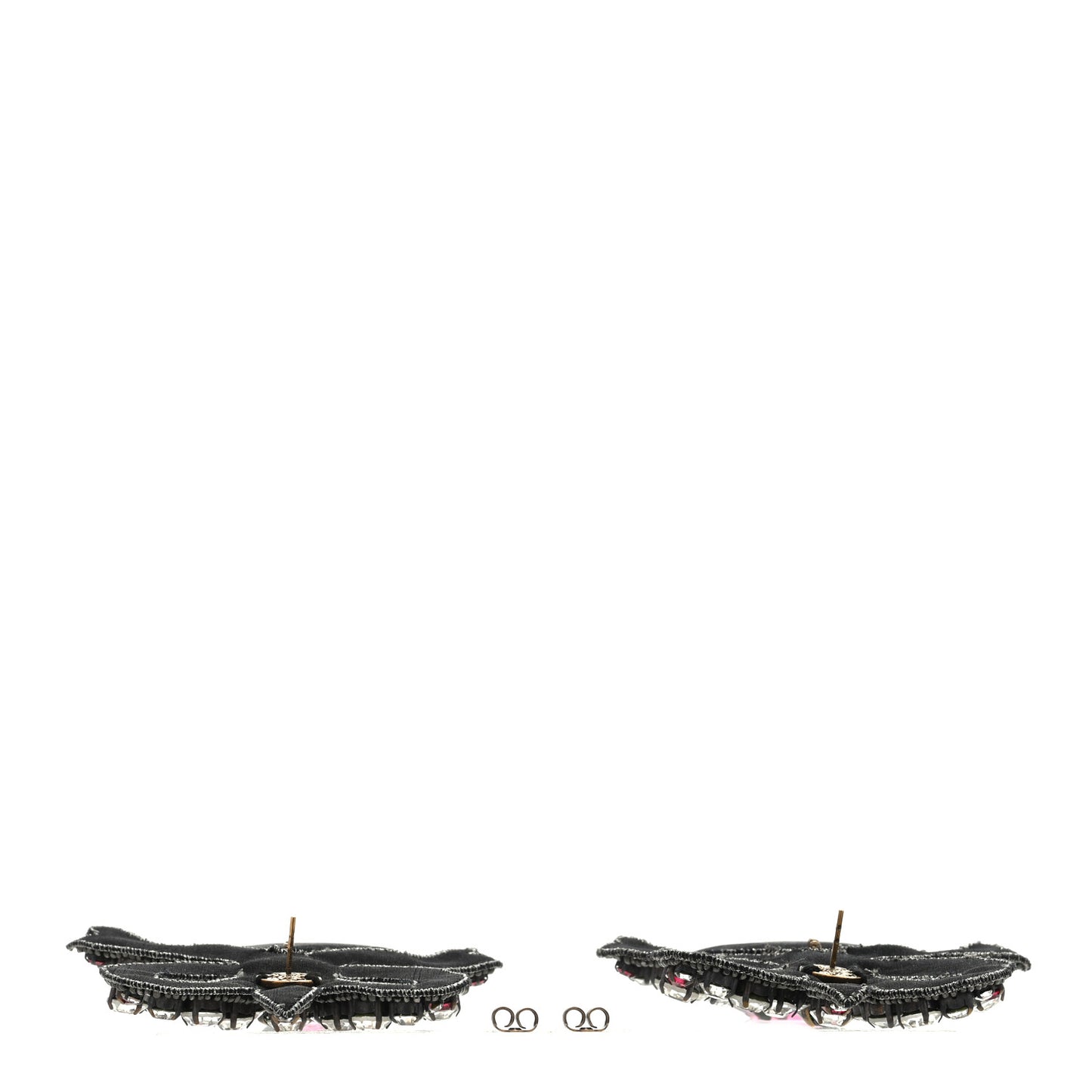 Metal Crystal Embroidered Bow Earrings Multicolor