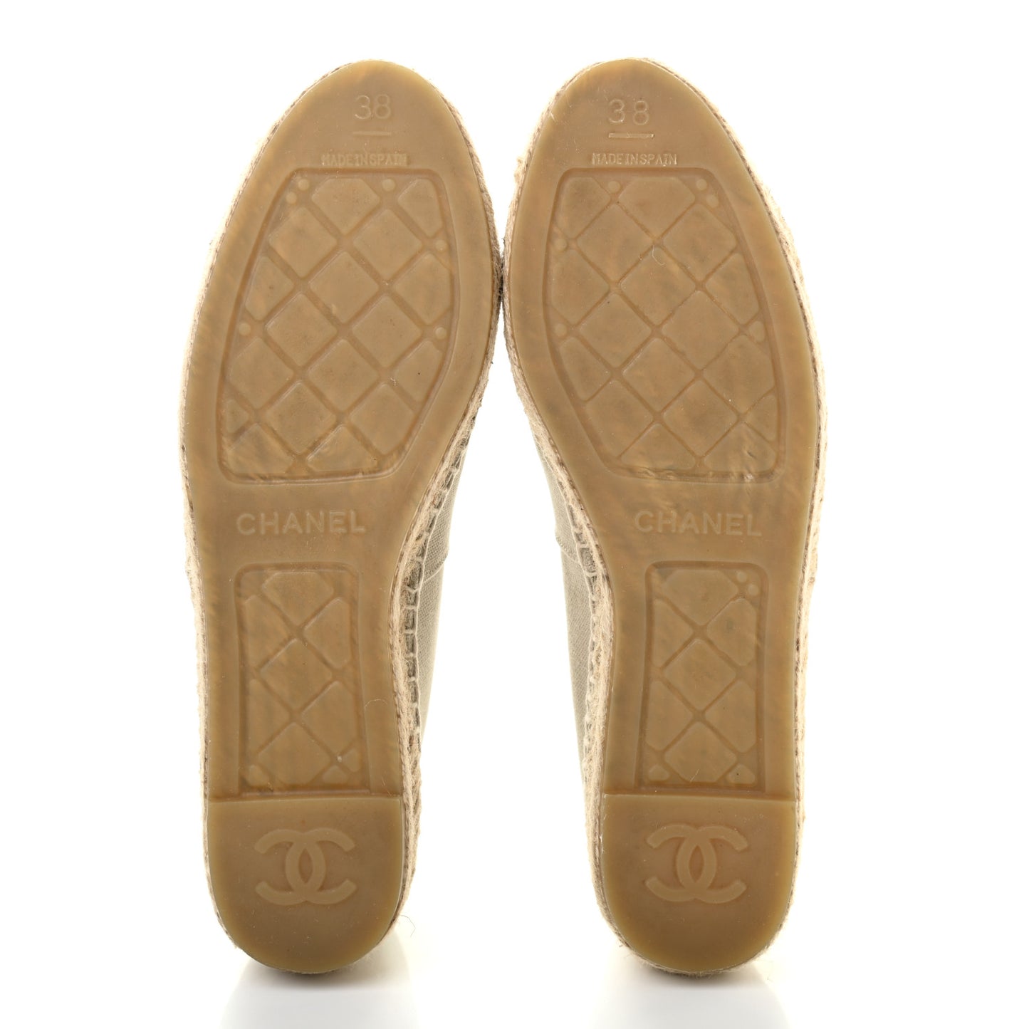 Canvas Grosgrain CC Espadrilles 38 Light Green Black