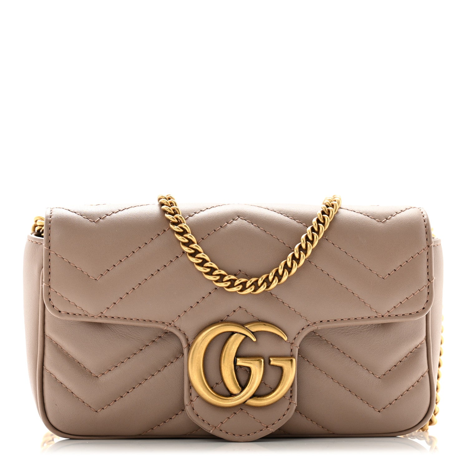 Gucci Calfskin Matelasse Super Mini GG Marmont Shoulder Bag Porcelain Rose 1 of 9