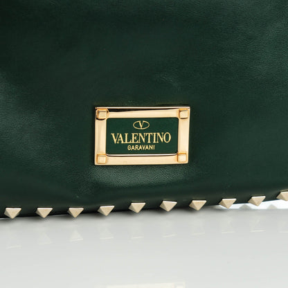 Valentino Garavani Vitello Large Rockstud Zip Wristlet Pouch Green 4 of 8