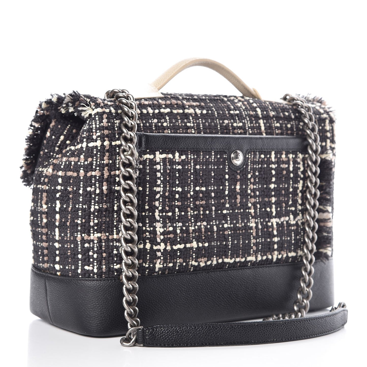 Tweed Trip Top Handle Flap Black