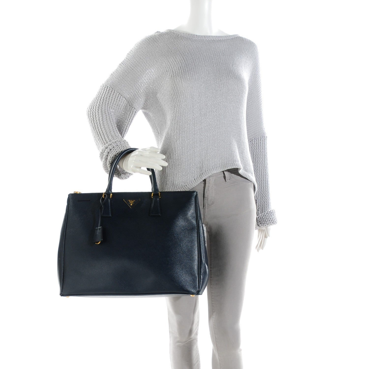 Prada Saffiano Lux Extra Large Galleria Double Zip Tote Baltico 2 of 9