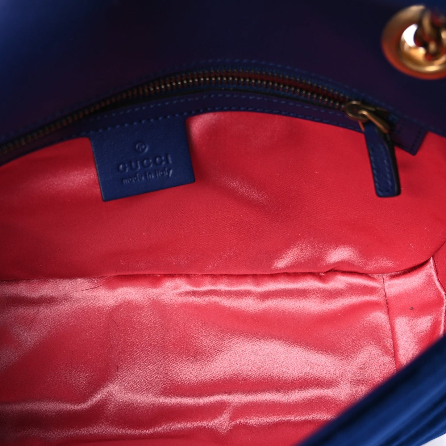 Velvet Matelasse Medium GG Marmont Shoulder Bag Cobalt Blue