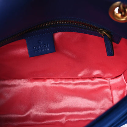 Gucci Velvet Matelasse Medium GG Marmont Shoulder Bag Cobalt Blue 4 of 7
