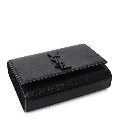 Saint Laurent Grain De Poudre Small Monogram Monochrome Kate Satchel Black 3 of 8
