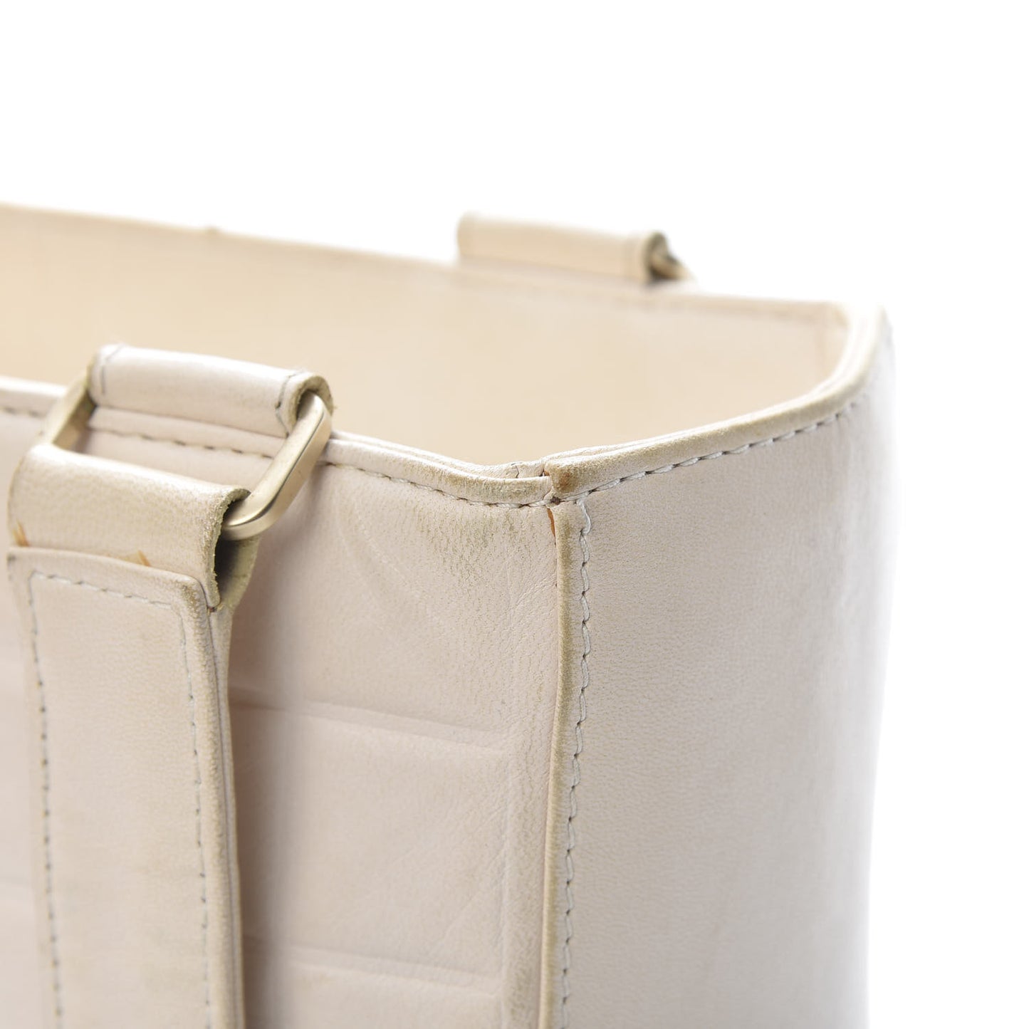 Lambskin Quilted Chocolate Bar Tote White