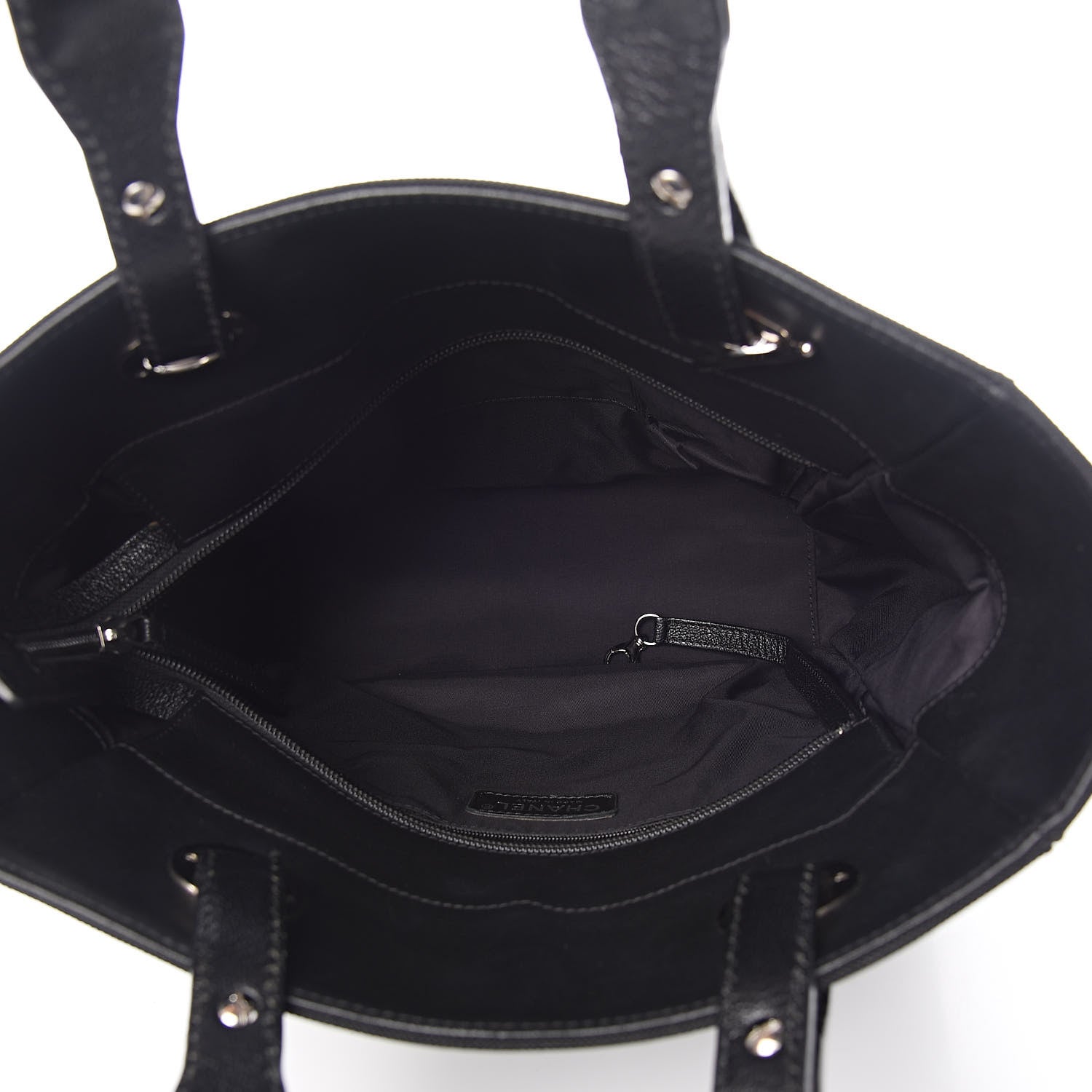 Chanel Coated Canvas Quilted Small Paris Biarritz Tote Black 5 of 10