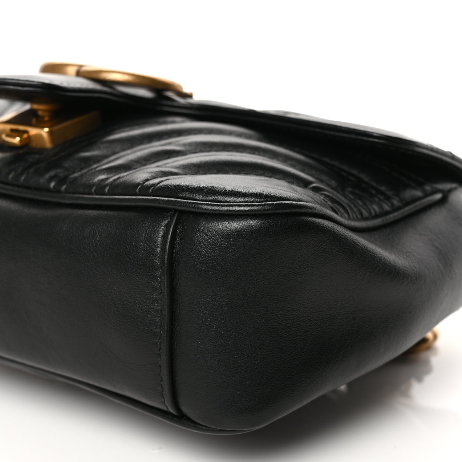 Gucci Calfskin Matelasse Mini GG Marmont Shoulder Bag Black 9 of 9
