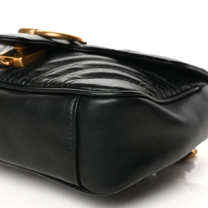Gucci Calfskin Matelasse Mini GG Marmont Shoulder Bag Black 9 of 9