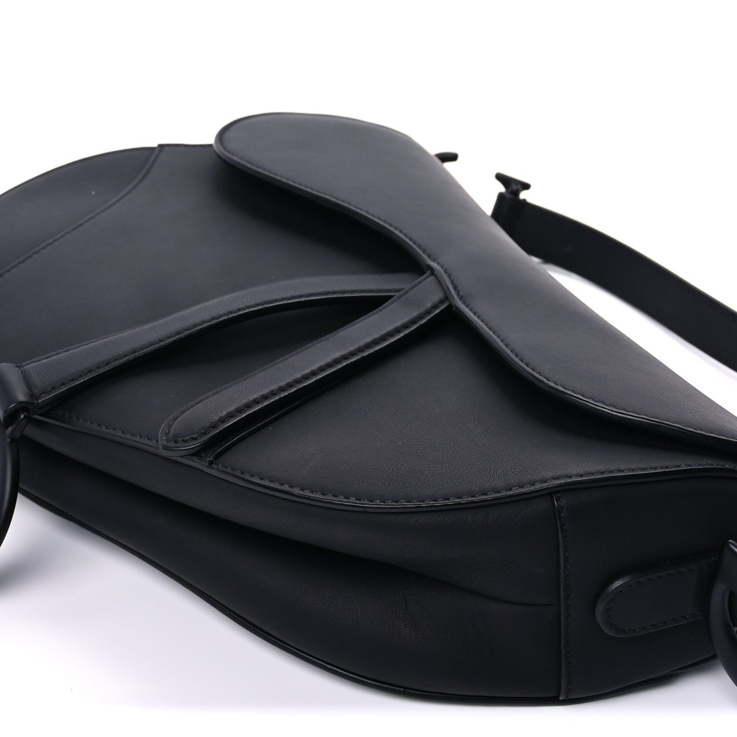 Christian Dior Ultra Matte Calfskin Saddle Bag With Strap  Black 7 of 8