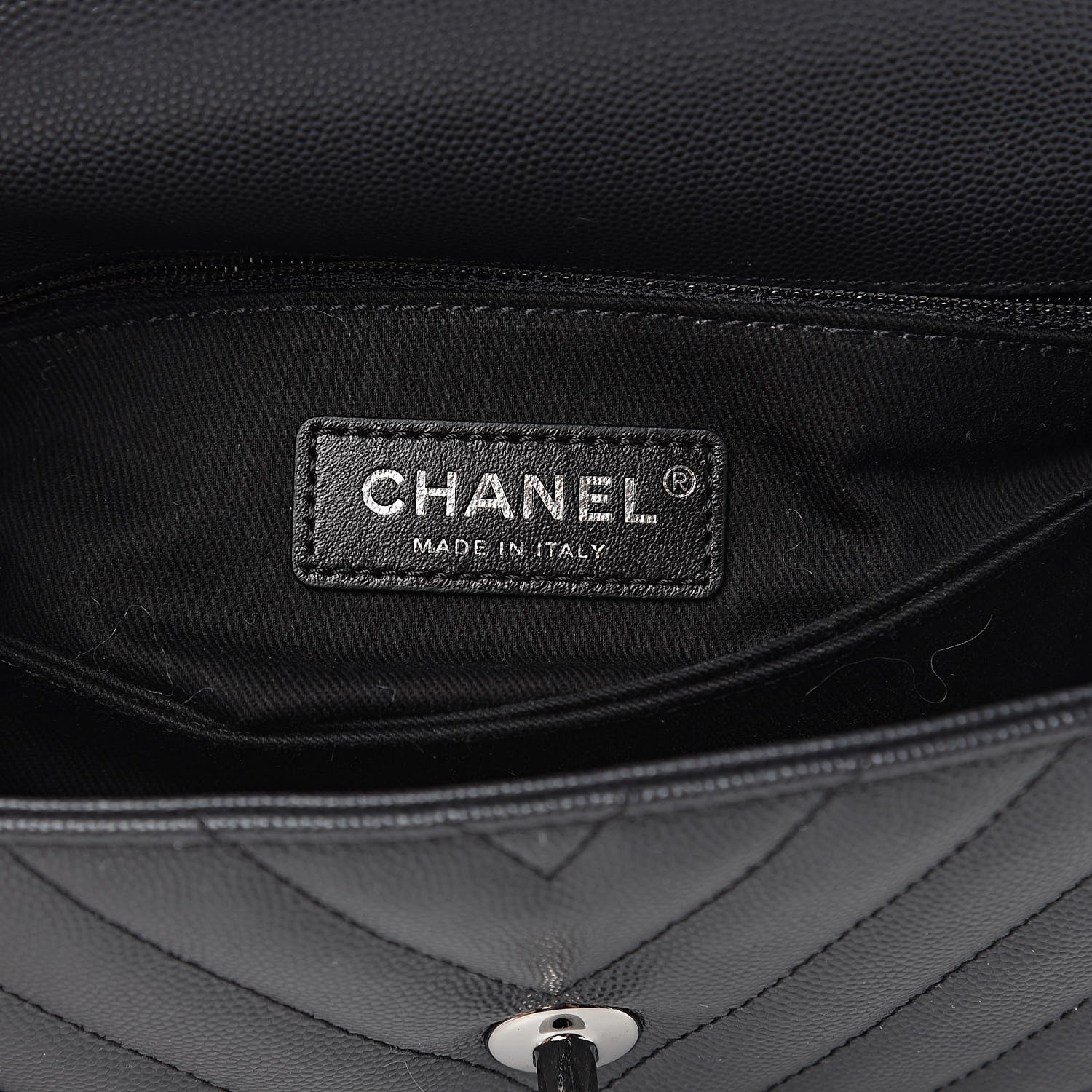 Chanel Caviar Chevron Quilted Mini Coco Handle Flap Black 7 of 10