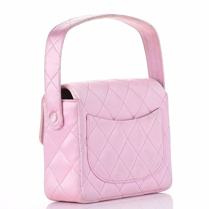 Chanel Satin Quilted Evening Bag Pink 5 of 13