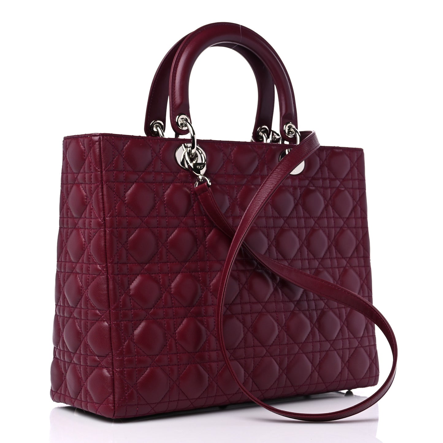 Lambskin Cannage Large Lady Dior Burgundy