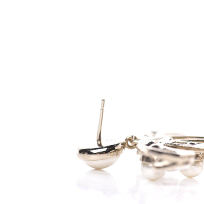 Chanel Metal Glass Pearl CC Crystal Snowfall CC Drop Earrings Light Gold 5 of 8