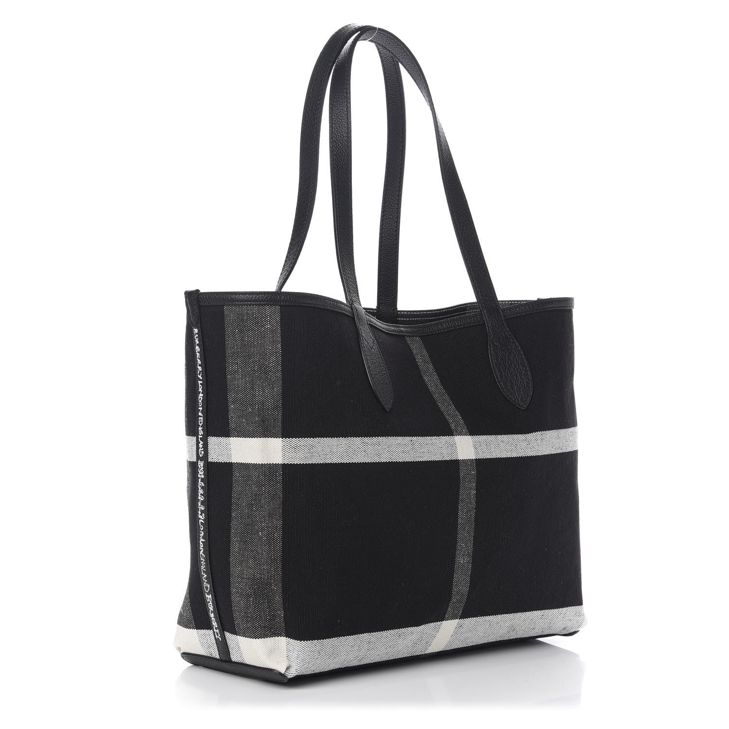 Burberry Coated Canvas Mega Check Medium Doodle Tote Black White 5 of 16