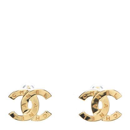 Chanel Metal CC Paris Button Stud Earrings Gold 1 of 5