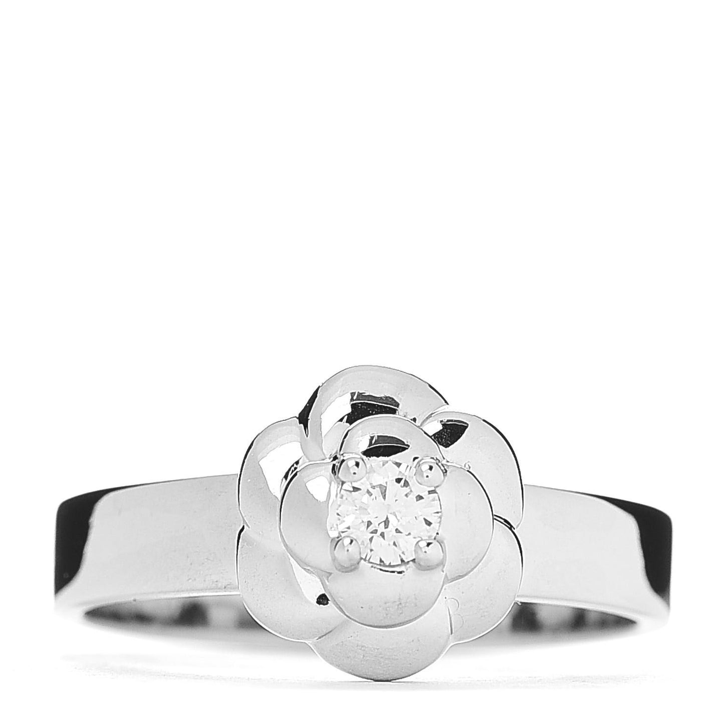 18K White Gold Diamond Camellia Ring 51 5.75