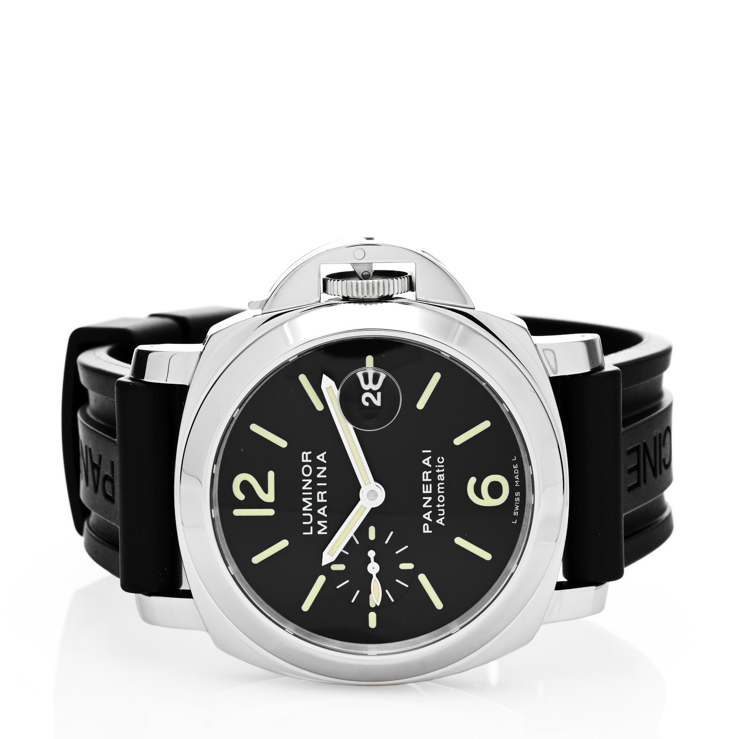 Panerai Stainless Steel Rubber 45mm Luminor Marina Automatic Watch Black PAM00104 2 of 7