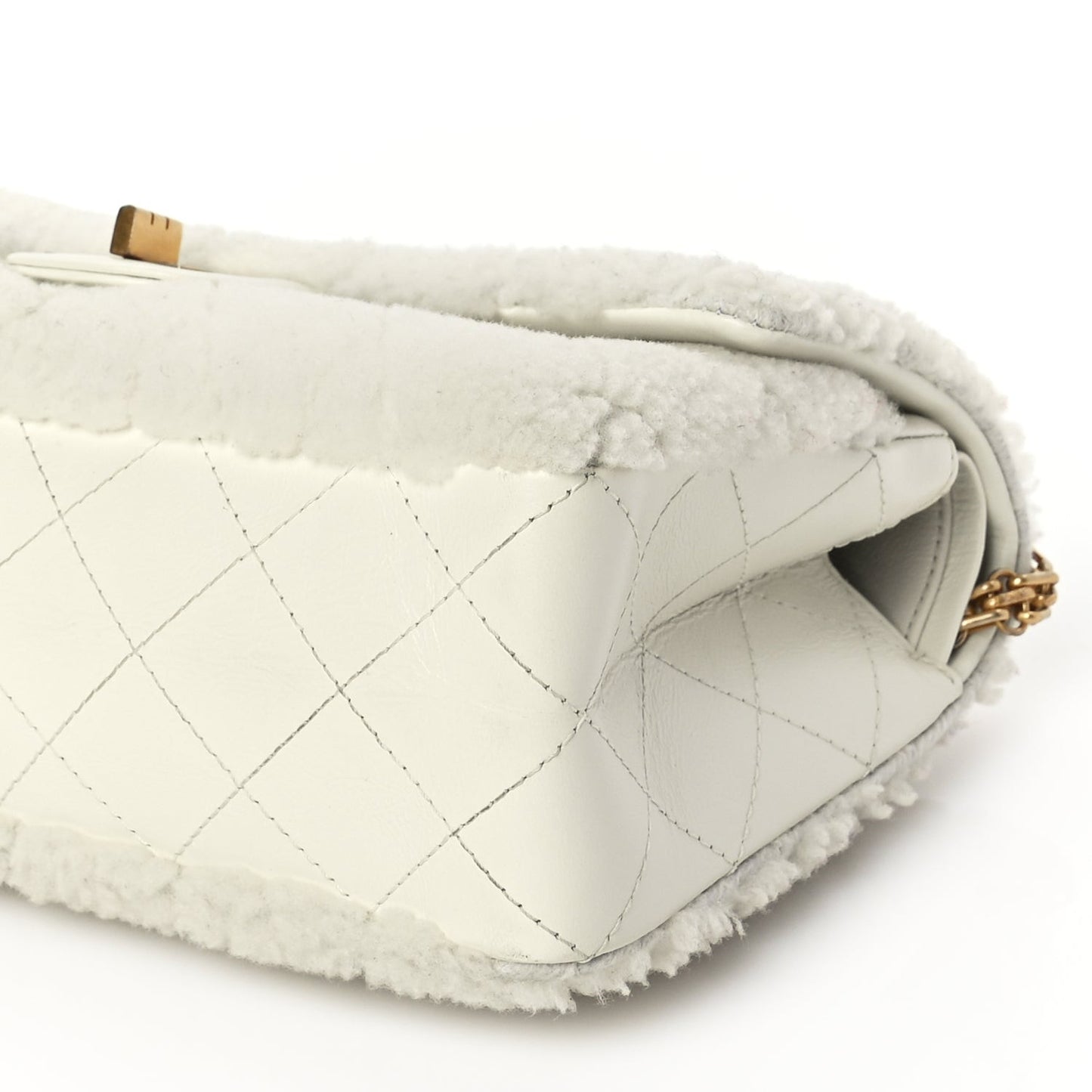 Shearling Lambskin Aged Calfskin Quilted 2.55 Reissue 225 Flap White