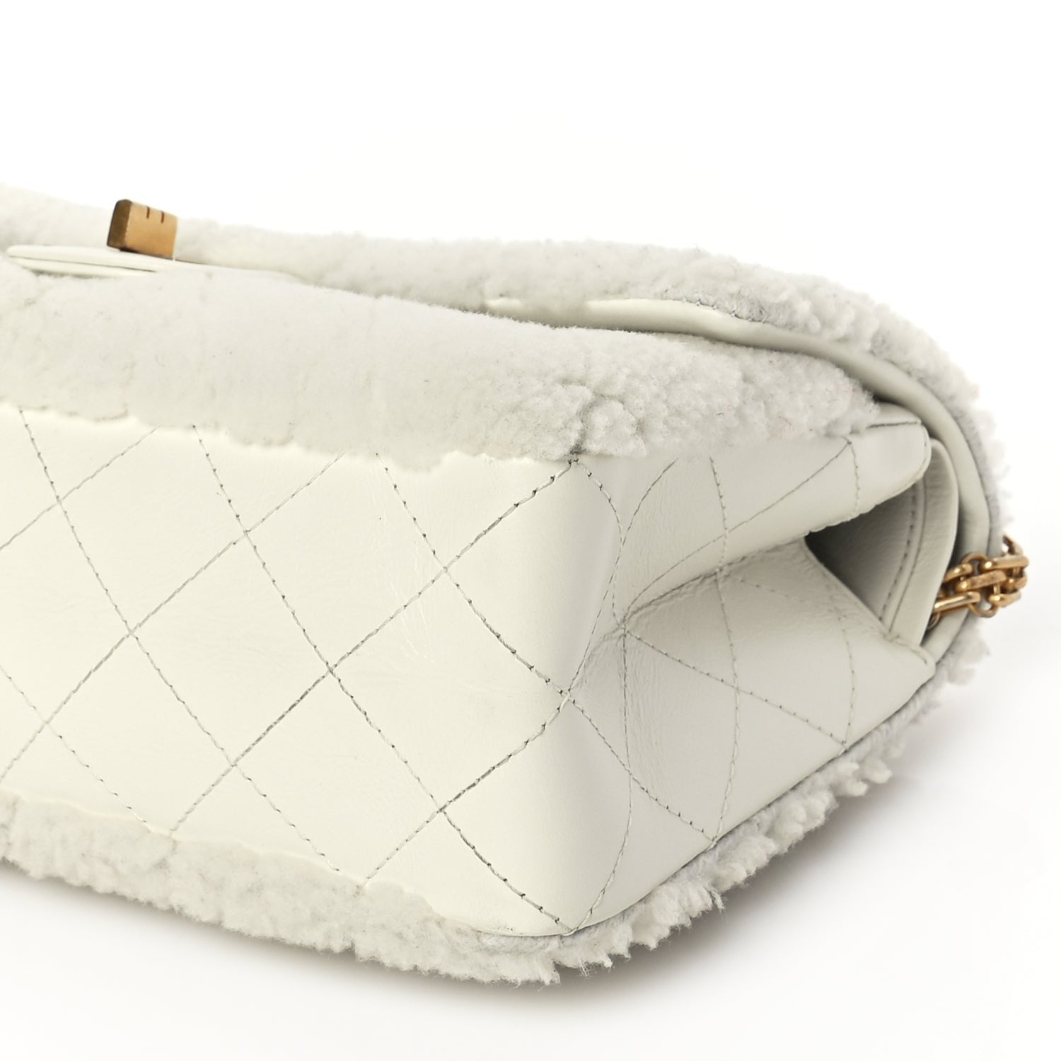 Chanel Shearling Lambskin Aged Calfskin Quilted 2.55 Reissue 225 Flap White 9 of 9