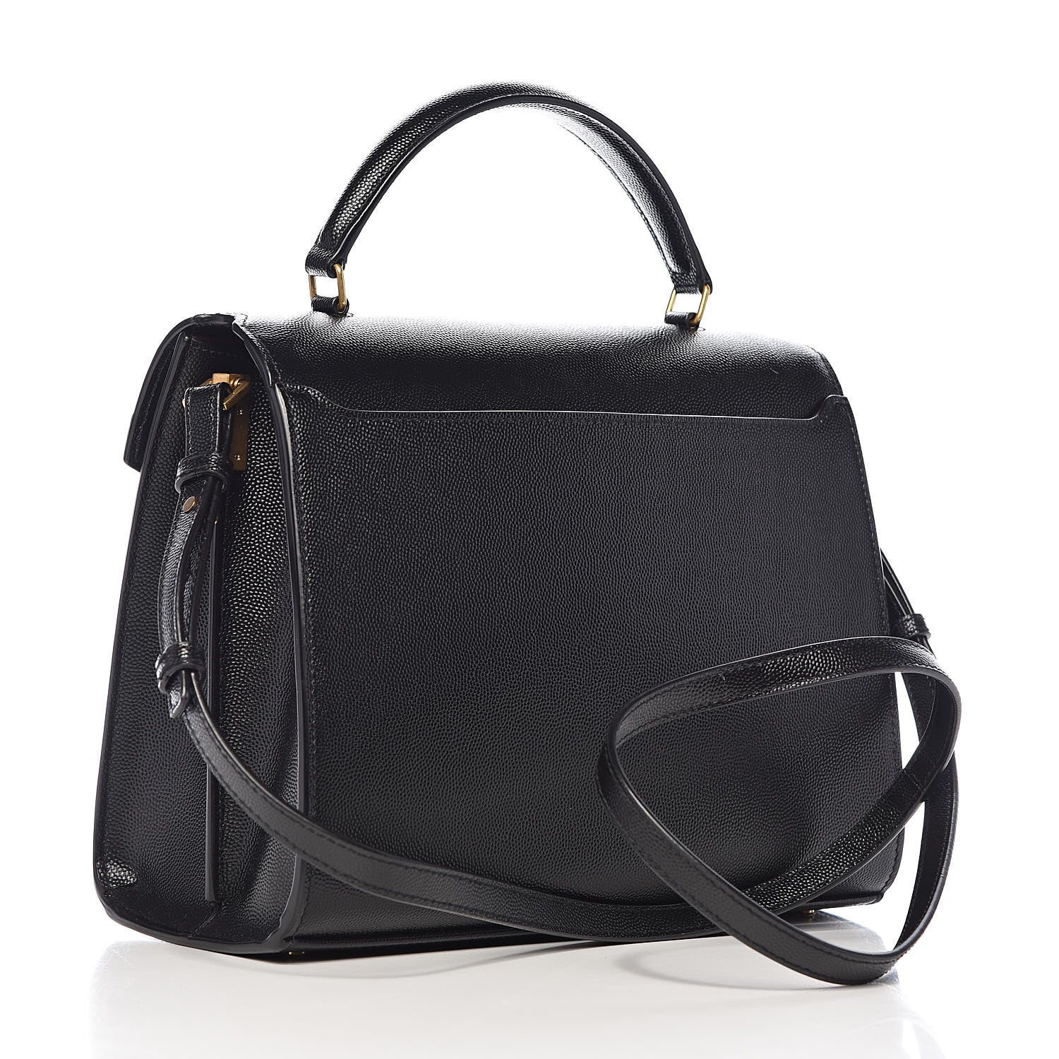 Saint Laurent Grain de Poudre Medium Classic Monogram Cassandra Top Handle Black Rouge Legion 3 of 14