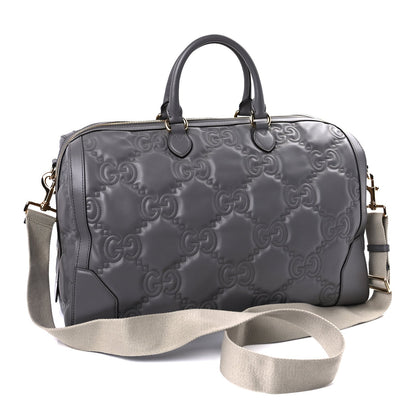 Gucci Calfskin GG Matelasse Medium Duffle Bag Dusty Grey Natural 2 of 8