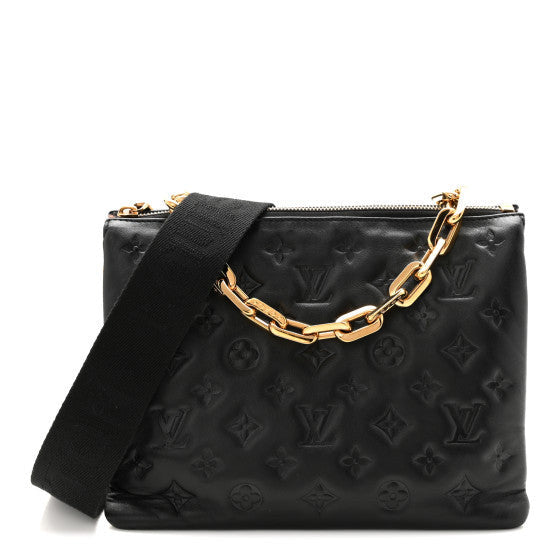Lambskin Embossed Monogram Coussin PM Black