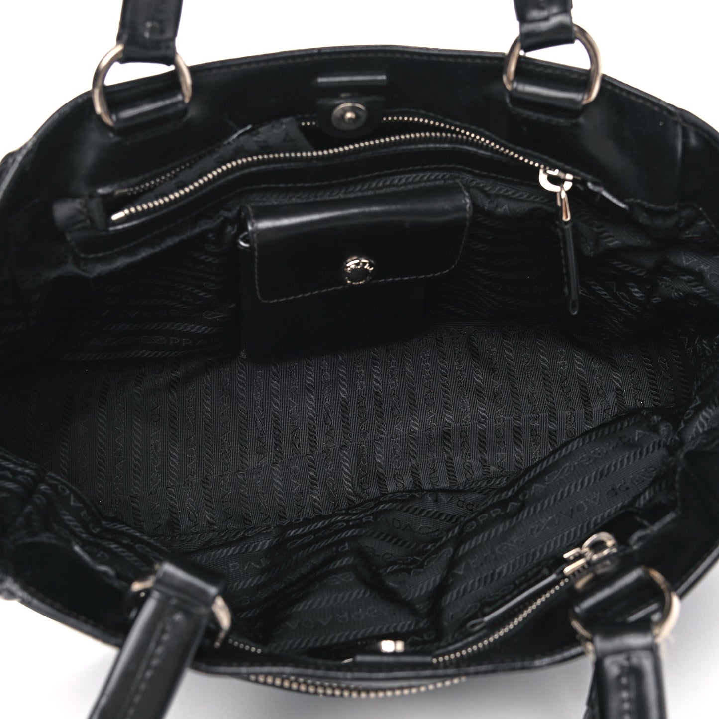 Tessuto Nylon Soft Calfskin Shoulder Bag Black