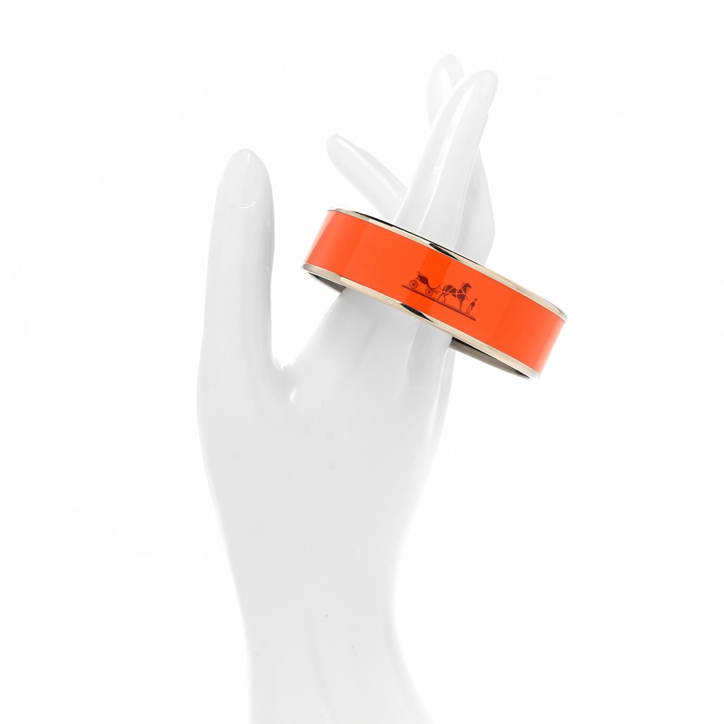 Enamel Printed Caleche Wide Bracelet 70 Orange