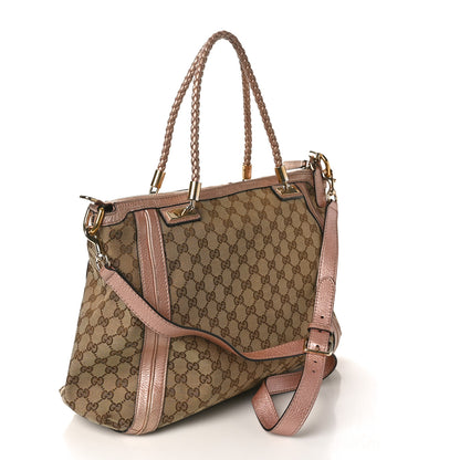 Gucci Monogram Cellarius Calfskin Large Bella Top Handle Bag Beige Rose Gold 5 of 16