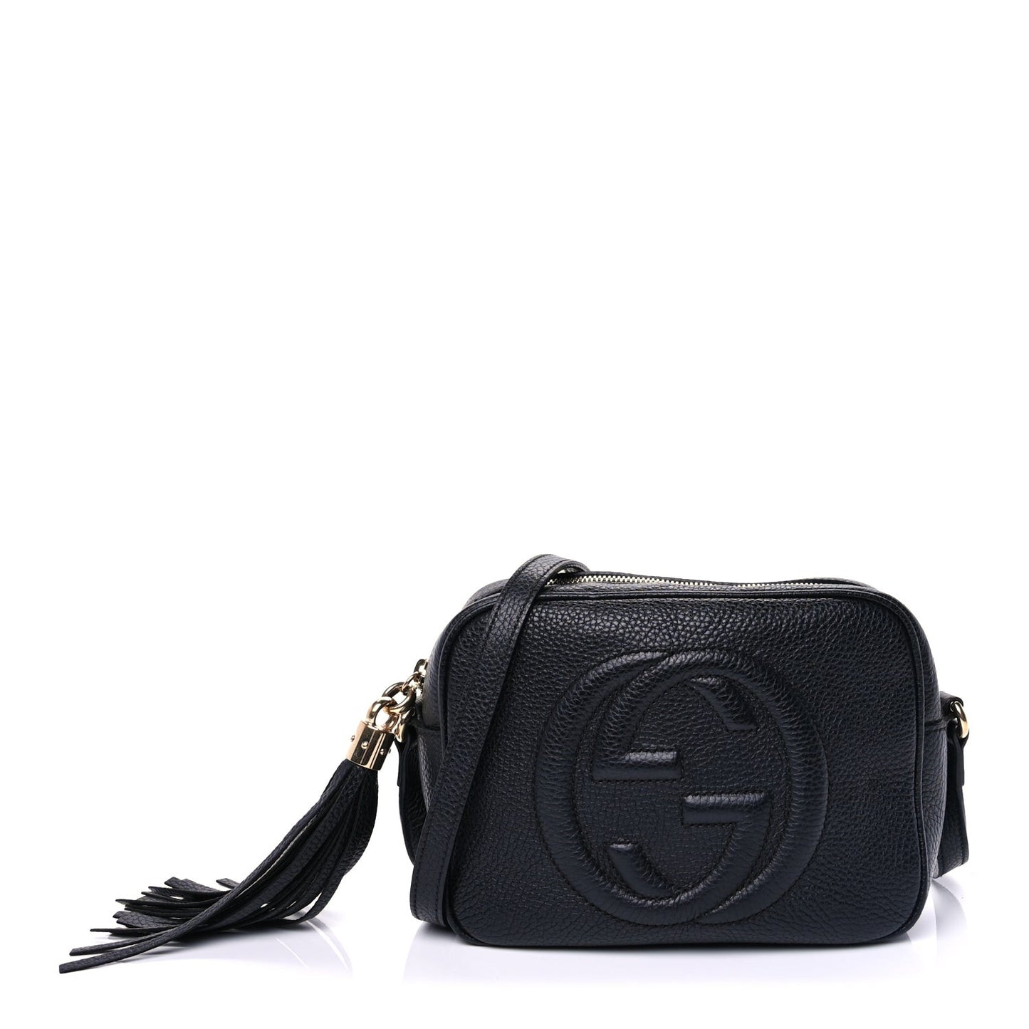 Pebbled Calfskin Small Soho Disco Bag Black