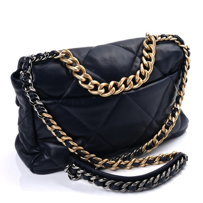 Chanel Lambskin Quilted Large Chanel 19 Flap Navy Blue 2 of 8