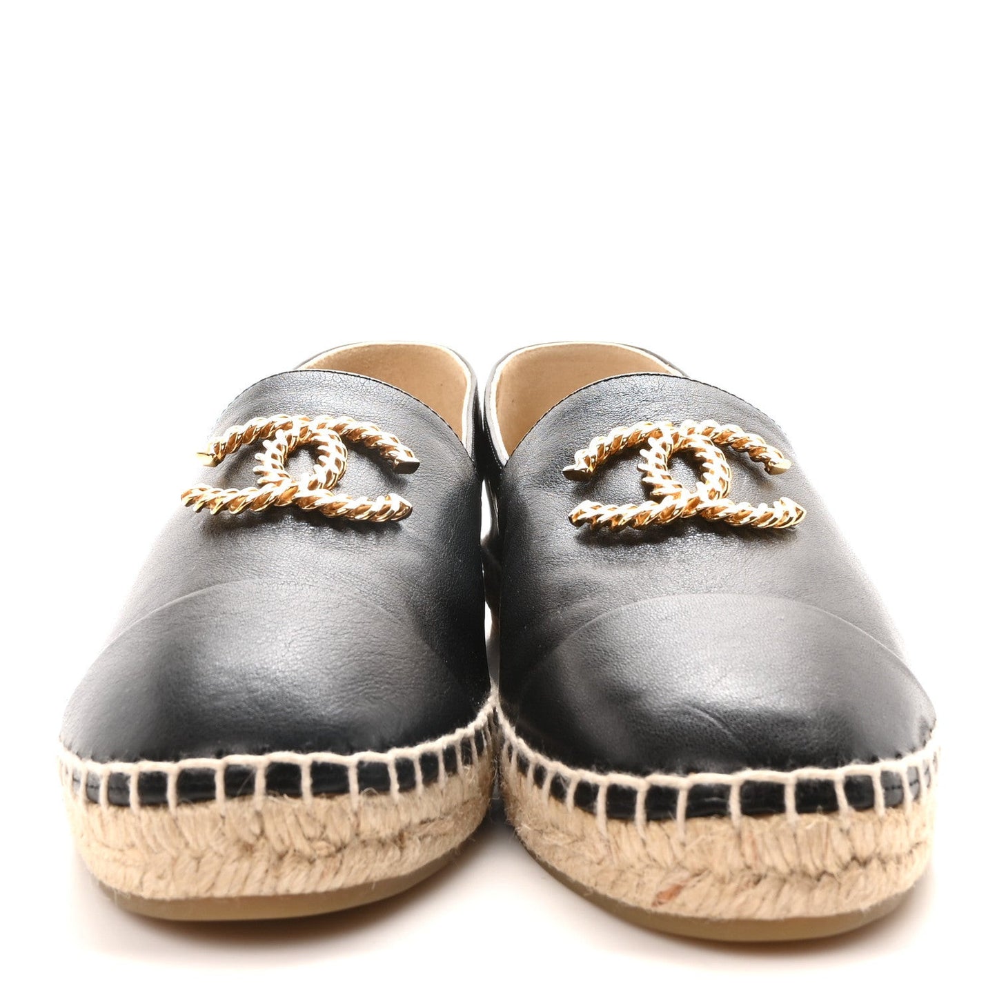 Calfskin Chain CC Espadrilles 40 Black