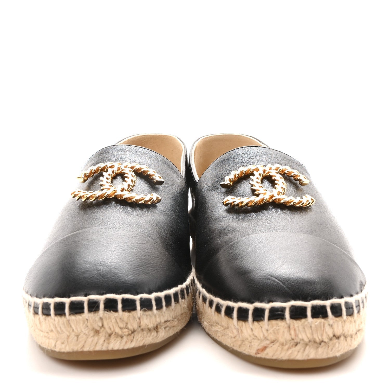 Chanel Calfskin Chain CC Espadrilles 40 Black 3 of 7