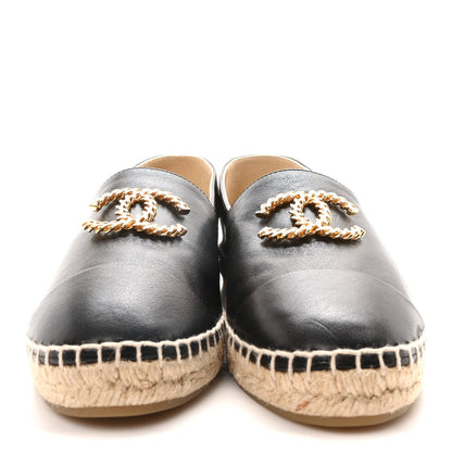 Chanel Calfskin Chain CC Espadrilles 40 Black 3 of 7