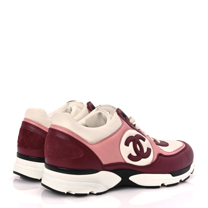 Chanel Calfskin CC Sneakers 39.5 Light Burgundy White Pink 3 of 9