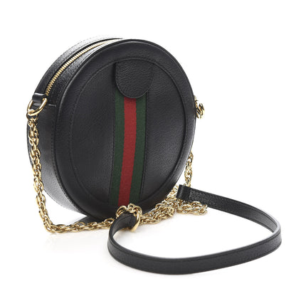 Gucci Grained Calfskin Web Mini Ophidia Round Shoulder Bag Black 3 of 10