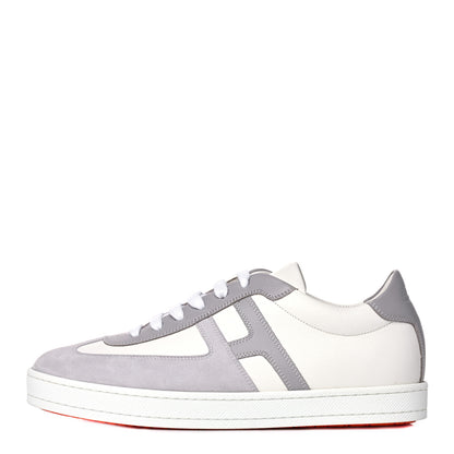 Hermes Epsom Suede Boomerang Sneakers 40 White Gris 1 of 10