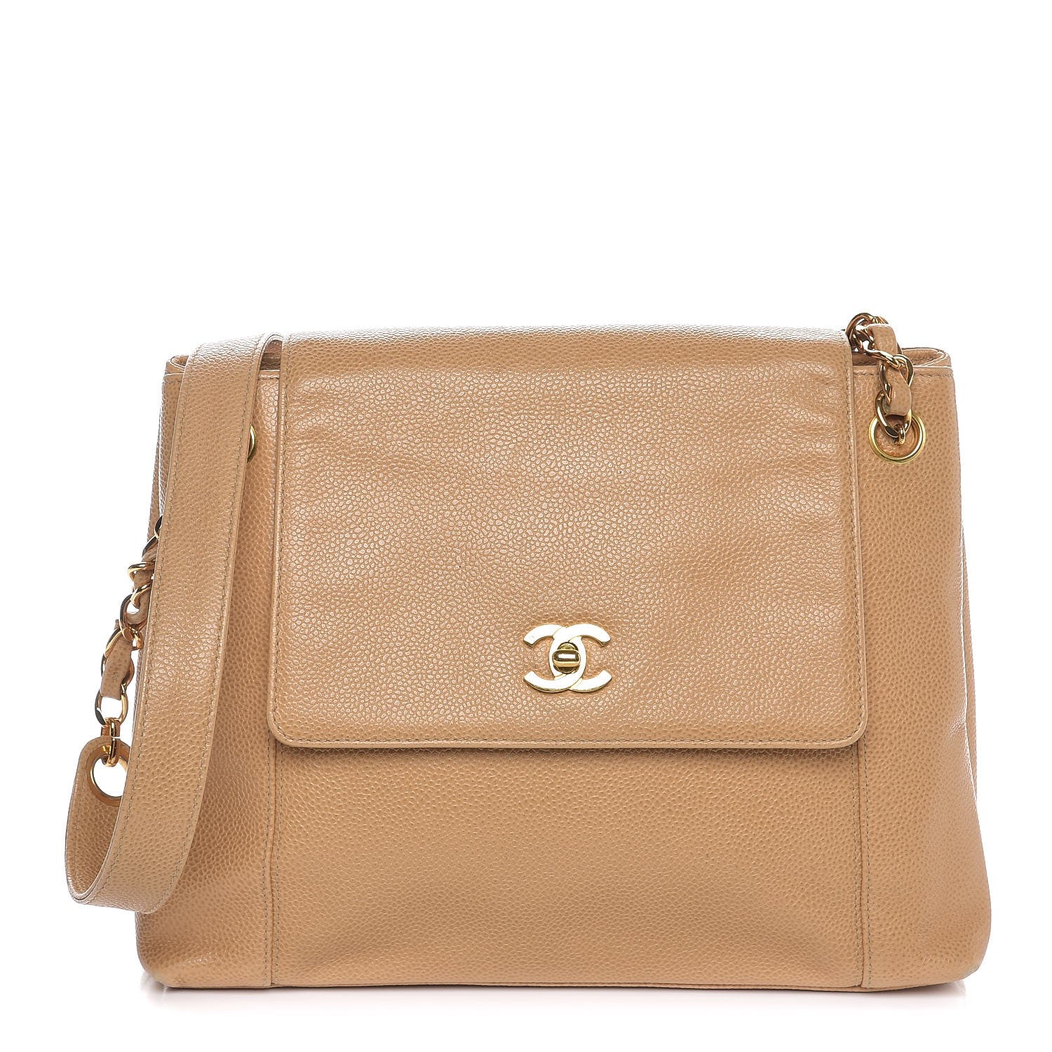 Chanel Caviar Flap Shoulder Bag Beige 1 of 12