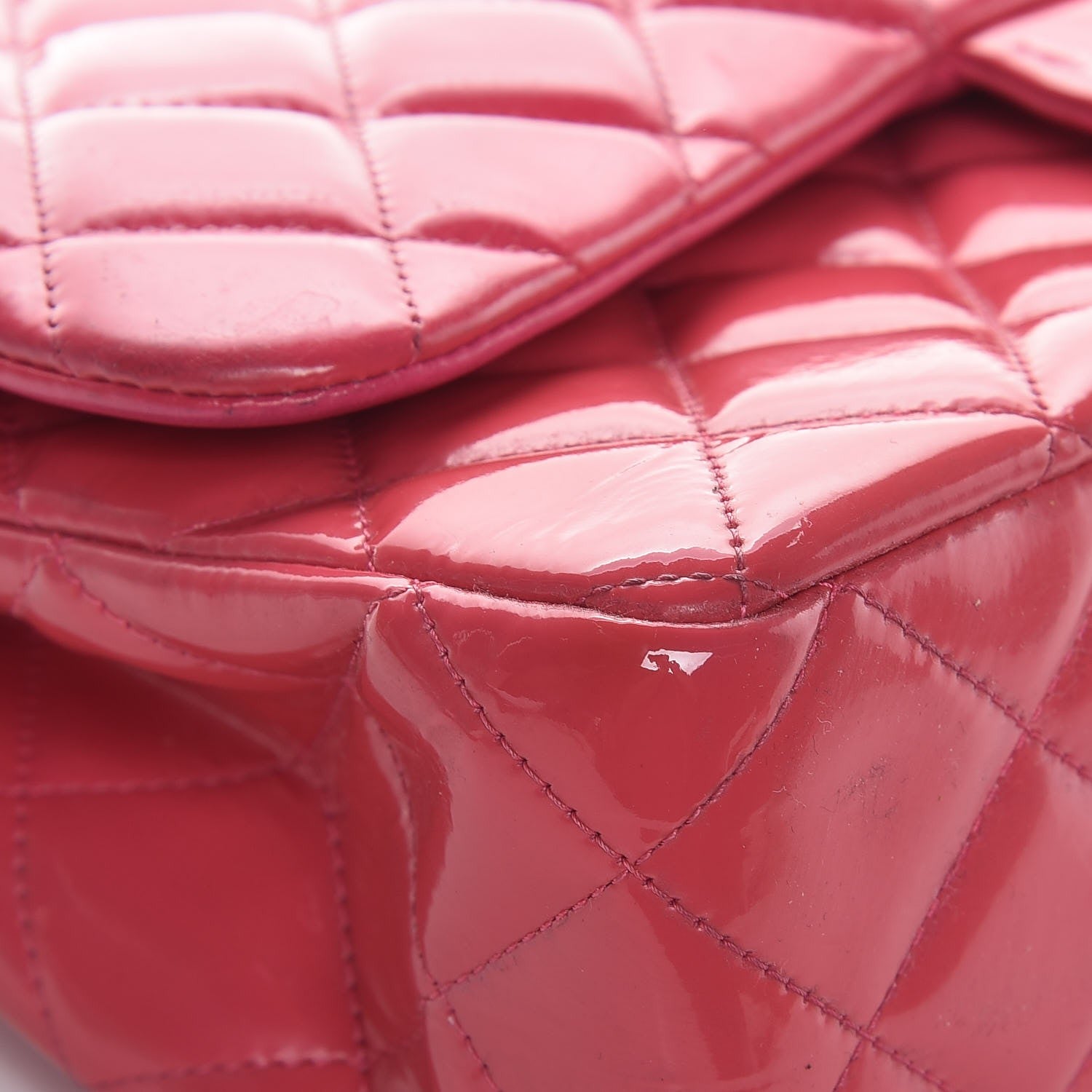 Chanel Patent Quilted Jumbo Double Flap Pink 8 of 11