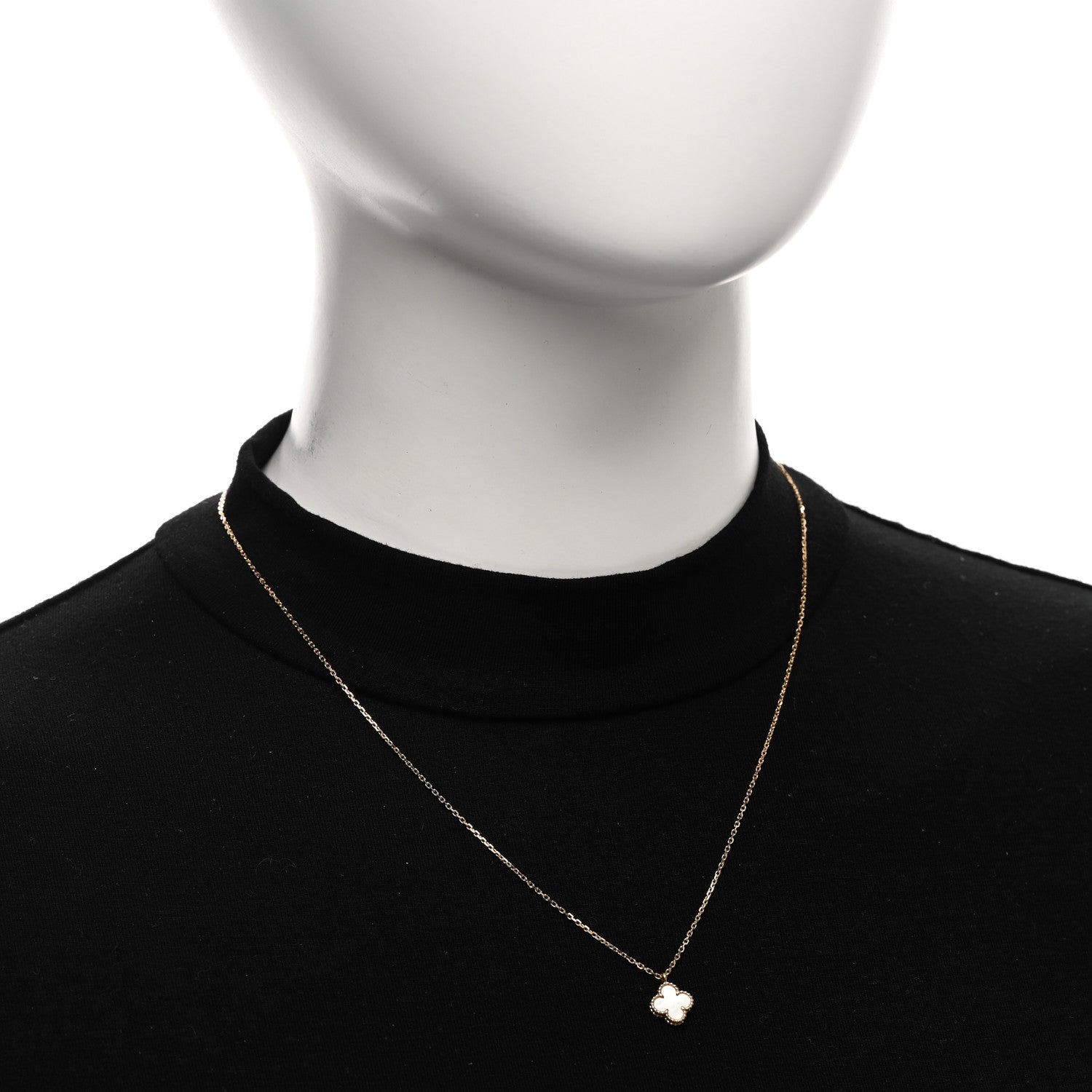 Van Cleef & Arpels 18K Yellow Gold Mother of Pearl Sweet Alhambra Pendant Necklace 2 of 5