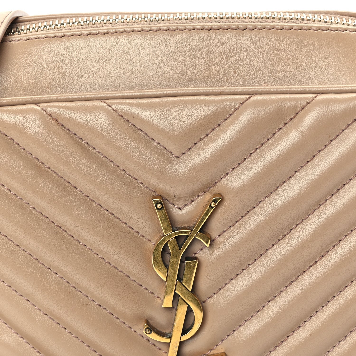 Saint Laurent Calfskin Matelasse Monogram Lou Camera Bag Dark Latte 6 of 8