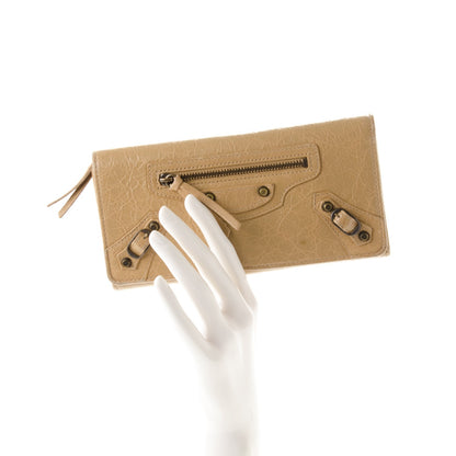 Balenciaga Agneau Classic Hardware Money Wallet Beige Nougatine 2 of 7