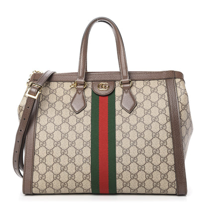 Gucci GG Supreme Monogram Web Medium Ophidia Tote Bag Brown 1 of 12