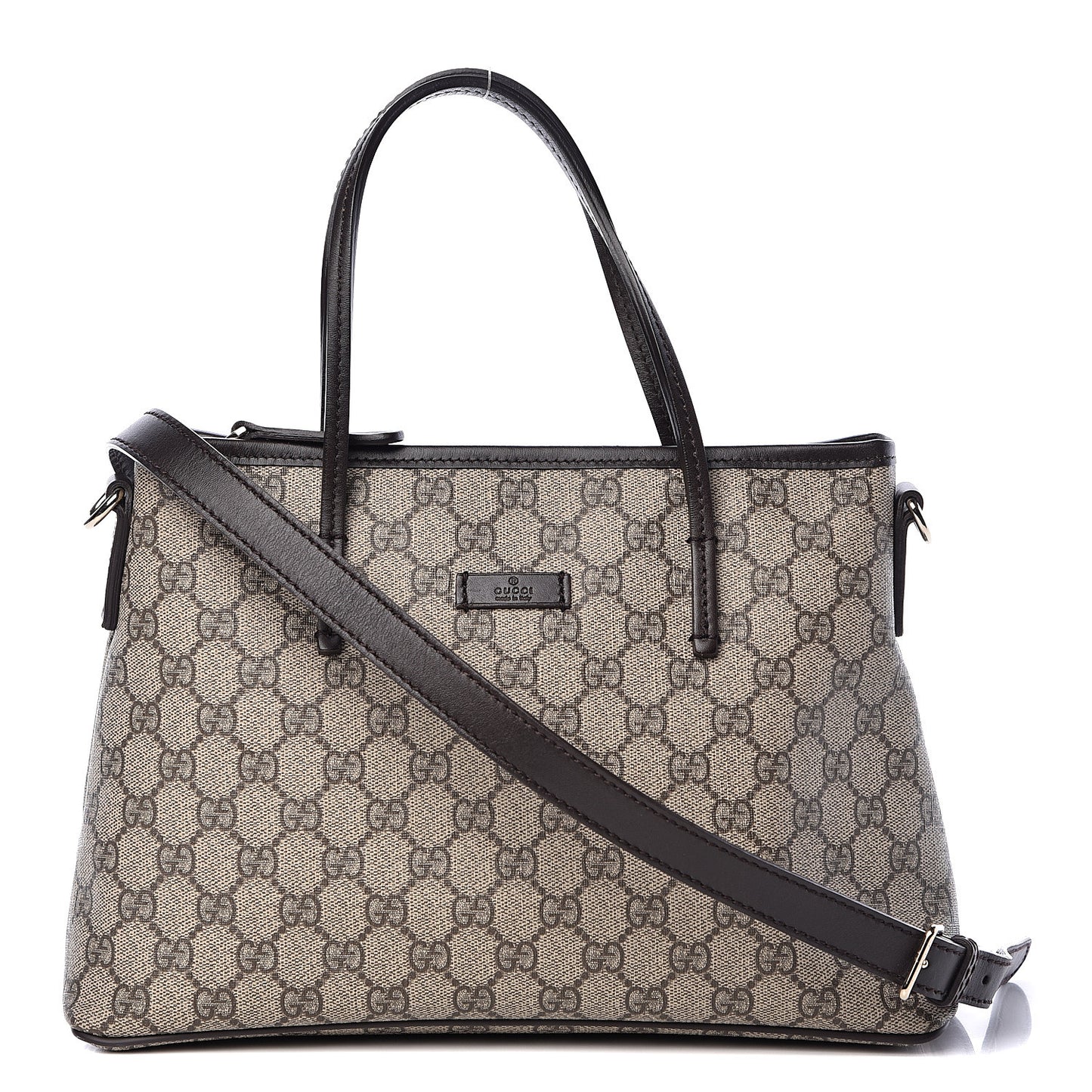 GG Supreme Monogram Small Zippered Tote Dark Brown
