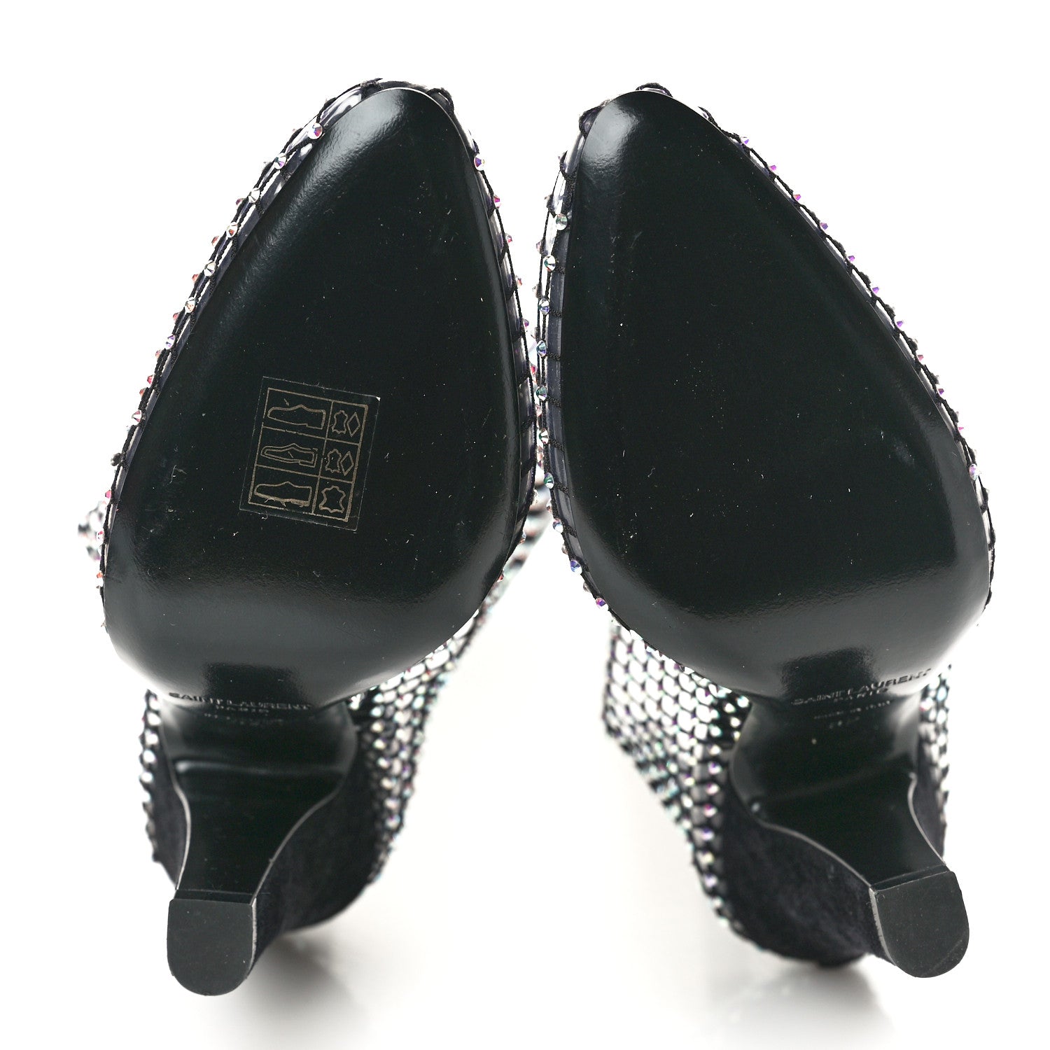 Saint Laurent Mesh Crystal Koller 100 Knee High Boots 37 Black 6 of 7