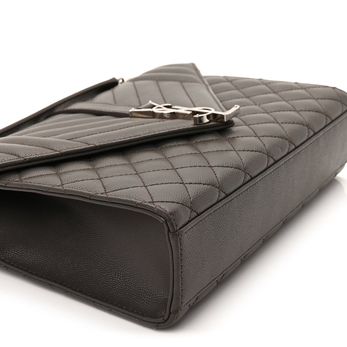 Grain De Poudre Textured Mixed Matelasse Medium Triquilt Monogram Satchel  Earth