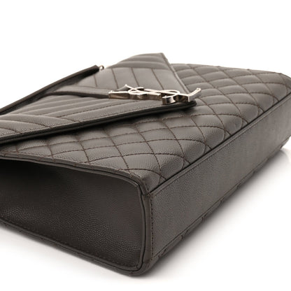 Saint Laurent Grain De Poudre Textured Mixed Matelasse Medium Triquilt Monogram Satchel  Earth 7 of 8