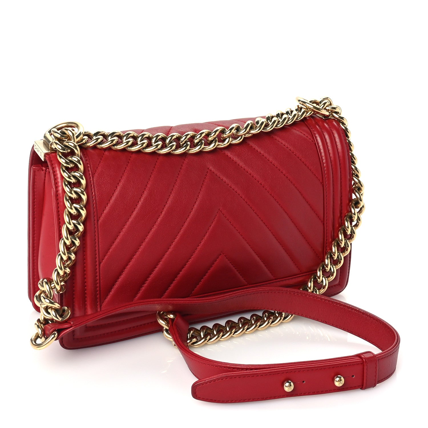 Chanel Lambskin Chevron Quilted Medium Boy Flap Red 2 of 9
