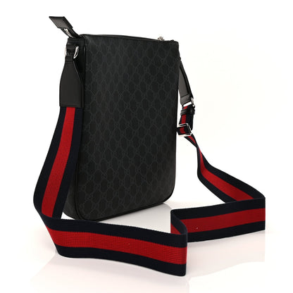 Gucci GG Supreme Monogram Appia Calfskin Web Large Messenger Bag Black Grey 2 of 8